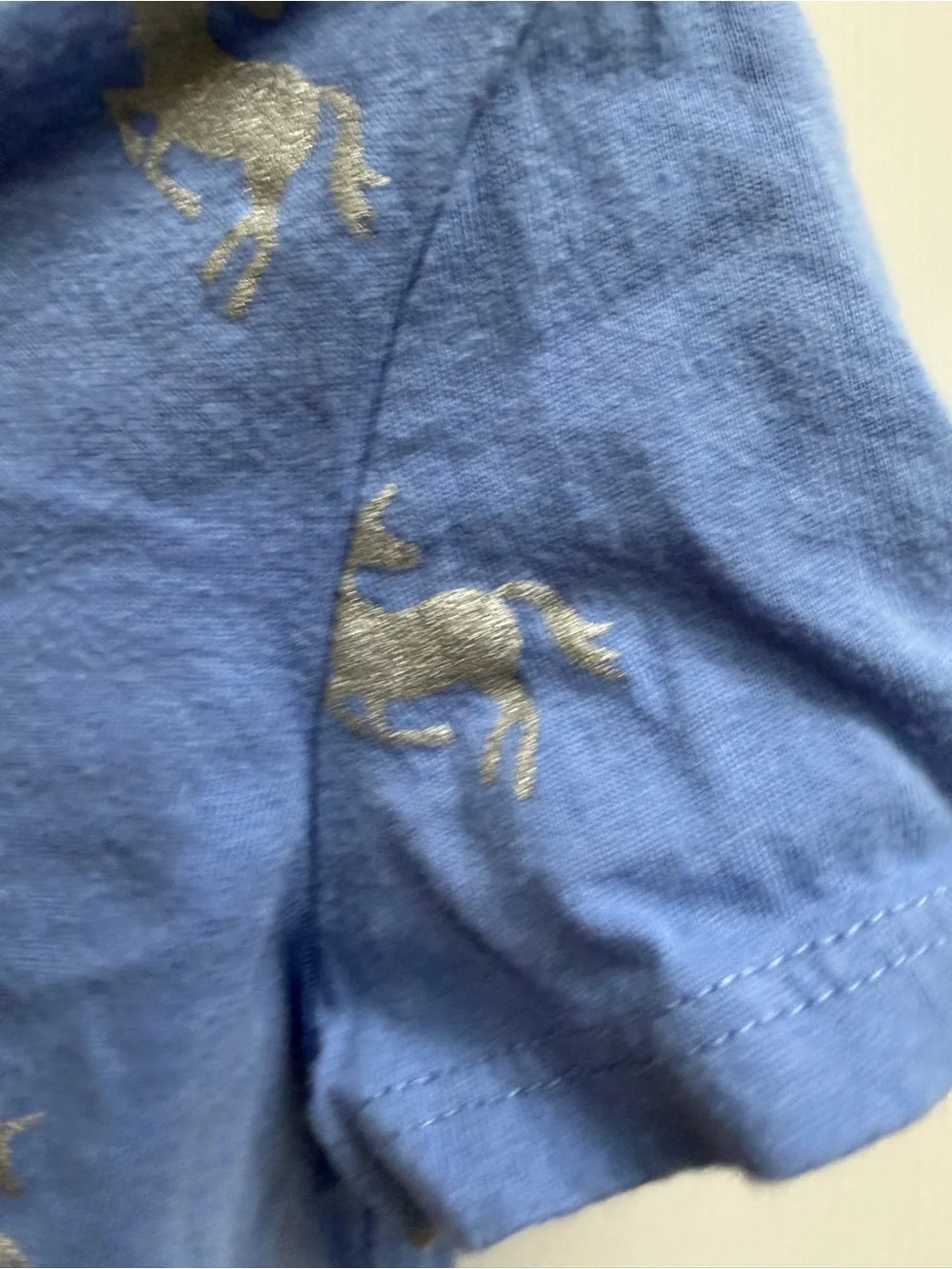 OshKosh B'gosh Girls 4T Blue Short Sleeve Tee Shirt with Silver Unicorns Blouse